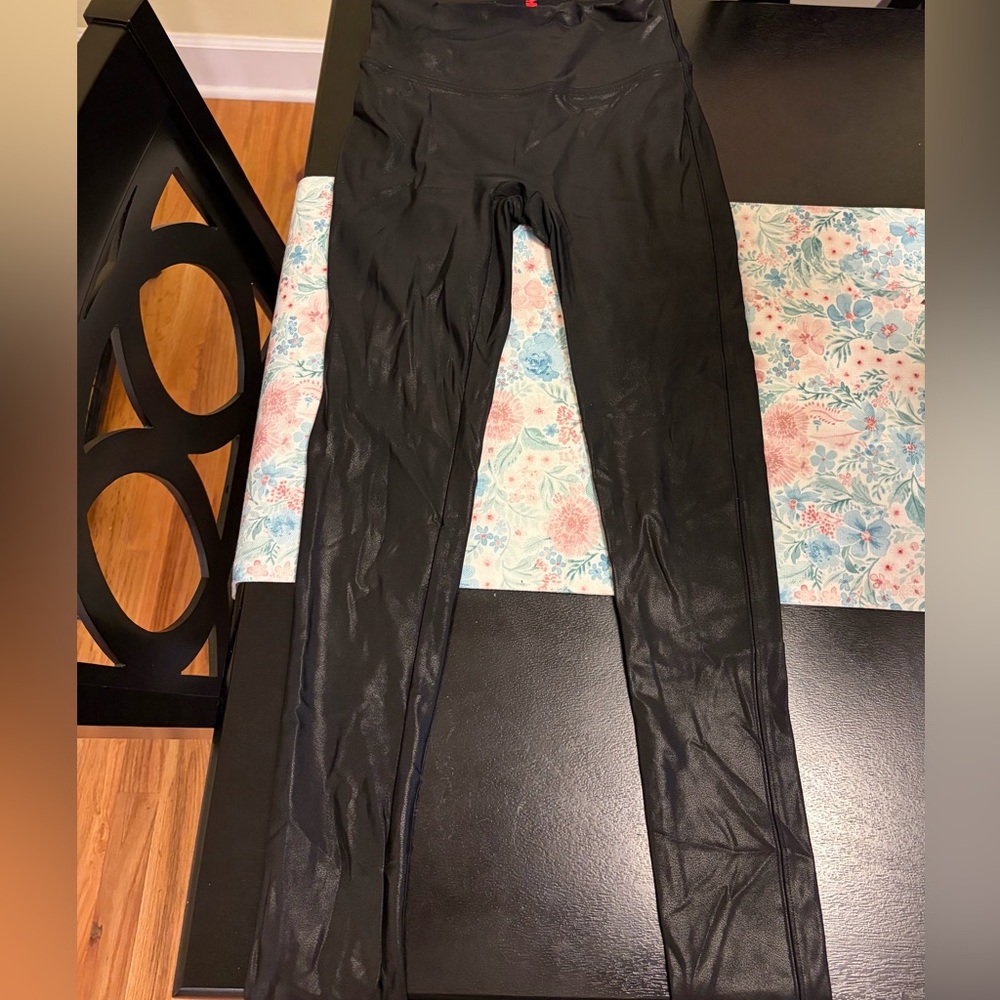 SPANX Black High-Waist Faux Leather-Look Leggings